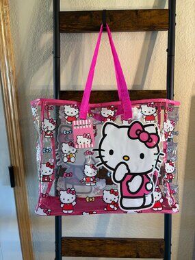 Viral Hello Kitty Clear Tote Pink Sanrio Large Shopper Bag